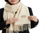 Beige Double-Sided Reversible Imitation Cashmere Scarf for Women - Soft Warm Winter Neck Wrap with V888-ELOSUNG53093