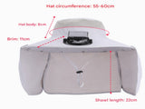Dark Grey Outdoor Solar Fan Sun Hat - Large Brim Fishing Hiking Hat with Neck Cape V888-ELOSUNG33095