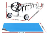 Aquabuddy Pool Cover 500 Micron 11x4.8m Silver Swimming Pool Solar Blanket 5.5m Roller PC-110X48-500-DX-BL-ROLLER