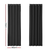 Artiss 2X Blockout Curtains Eyelet 180x213cm Black BC-MATT-180X213-BK