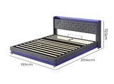 Levede Double Bed Frame Gas Lift LED Light BF1065-D