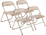 4 Pack Folding Chairs, Foldable Leather Chairs with Heavy Duty Metal Frame & Padded Cushion, V952-JSZDYPGJS4BZLL6UP001V0