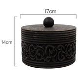 Nero Round Carved Trinket Box w/ Lid 17x14cm V637-90312BOX