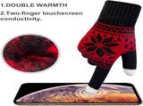 3 Pairs Touch Screen Gloves with Snow Flower Pattern, Warm Knit Winter Gloves Christmas Gifts V1189-LWWAL-20260325-00025