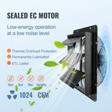 Shutter Exhaust Fan, 356 mm / 14inch with Temperature Humidity Controller, EC-motor, 1024 CFM, V952-BYCSPQSDJEC14Y5NAV3