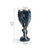 Resin Raven Bird Sculpted Goblet 2 PCS, Darktoned Gothic Resin Cup, Stainless Steel Inner Cup for V1221-XM-LB4262-ZS107