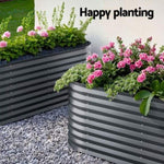 x2 Green Fingers Raised Garden Bed Kit Planter Oval Galvanised Steel 240cmX80cmX56cm GARDEN-OVAL-AG-2408056X2