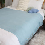 SOGA Sky Blue Acrylic Knitted Throw Blanket Solid Fringed Warm Cozy Woven Cover Couch Bed Sofa Home BLANKET914