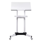 Artiss Mobile Lectern Stand, Adjustable Sit-to-Stand Presentation Podium w/ Wheels White LPS-HY04-125-WH
