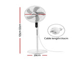 DEVANTI 16" Pedestal Fan with Remote 3 Speeds 8H Timer, White PF-RC-40G2M-WH
