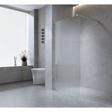 100cm Reeded Glass Shower Screen with Black F-Brackets and Round Pole V63-917841