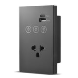 2.4GHz WiFi Wall Touch Light Switch with Type-C USB Power Outlet Neutral Wire Required 2 Way Control V1294-YM0901-HS7880BUS-2