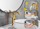 Swan-Shaped Single-Handle Single-Hole Vessel Faucet Deck-Mounted Bathroom Sink Faucet, Tall Model, V1107-113-27091-SLR-33CM
