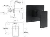 Matt Black Twin Set 12" Large Shower Head 3 Modes Handheld Gooseneck Arm Wall Mixer V1233-A702BHS002M4CBKSS112BKSQ201B