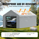 VEVOR Carport Replacement Canopy Cover Top Side Wall 10 x 20 ft, Garage Tent Shelter Tarp V952-CKPB10X20FTH27H20V0