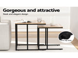 Artiss Nesting Coffee Table Sef of 2 Walnut Brok LC-FURNI-COF02-WD