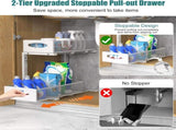 CARLA HOME 2 Tier Under Sink Organizer Pull Out Sliding Cabinet Storage Shelf with Height Adjustable V178-36363