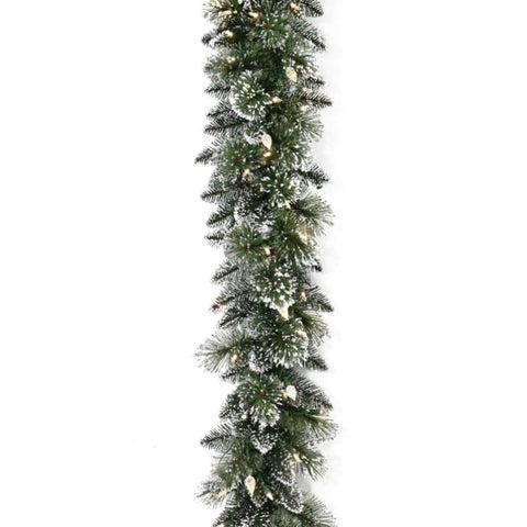 Christmas Garland with Lights Battery Operated 274cm Glittery Bristle 112_NATGB102