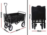 Foldable Collapsible Wagon Cart Garden Beach Outdoor Shopping Trolley Camping Brake - Black V610-FLDWAG-BRA-BLA