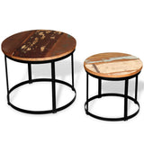 Coffee Table Set 2 Pieces Solid Reclaimed Wood Round 40/50cm 43_244007