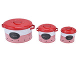 3 Pcs Canister Set Large Capacity Red White Round Bucket Farmhouse Kitchen Candy Snack Metal V1294-YM0523-3118220043011