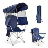 Foldable Canopy Shade Chair Outdoor Sturdy Frame Thickened Oxford Fabric Chair with Armrest Cup V985-CANOPYCHAIR