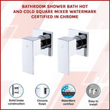 Bathroom Shower Bath Hot and Cold Square Mixer WATERMARK Certified in Chrome V63-847891