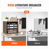 VEVOR Wood Literature Organizer Adjustable File Sorter 5 Compartments Brown V952-MZWJZLFPJBHB5IQZ7V0