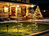 Solar Christmas Tree Lights Outdoor, 8 Lighting Modes Warm White LED Garden Stake Light, Waterproof V1369-AZ3-W-21558