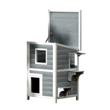 i.Pet Outdoor Cat House Shelter 56cm x 52cm x 82cm Rabbit Hutch Wooden Condo Small Outdoor Cat House PET-CH-81-GR