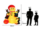 Jingle Jollys Christmas Inflatable Snowman 1.8M Height LED Outdoor Decorations Warm Light XMAS-INF-SNOWMAN-6FT-WW