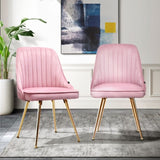 Artiss Dining Chairs Set of 2 Velvet Channel Tufted Pink UPHO-D-DIN203C-VEL-PKX2