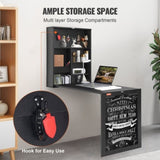 Wall Mounted Desk, Fold out Convertible Desk, Multi-Function Folding Wall Table with Chalkboard for V952-FDBGZBHBZXK0THXAQV0