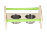 Parrot Wood Stand with 2 Stainless Steel Feeding Cup Playstand Training Toy for Outdoor Gardening V1294-YM0714-3111210375011
