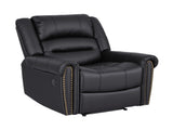 Artiss Leather Manual Recliner Chair with USB Charge Port, Overstuffed Armchair Sofa for Living Room RECLINER-A24-PU-BK-AB