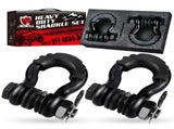Gift Box Set of Black 3/4" D-Ring Tow Shackle - Carbon Steel Bow Shackle with Nut & Cotter V888-ELOSUNG55589