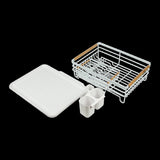 Metal Dish Drying Rack Drainboard Holder Tray Kitchen Plates Cutlery Wood Handle V63-835451