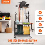 VEVOR Garden Tool Organizer, 16 Slots with Hooks, Yard Tool Tower Rack with Wheels for Garage V952-CKGJSNJJSCRSKI5SAV0