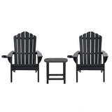 Gardeon Outdoor Table and Chairs HDPE Adirondack Beach Chair Sun Lounge Patio Furniture Garden Black FF-BEACH-3HE-BK