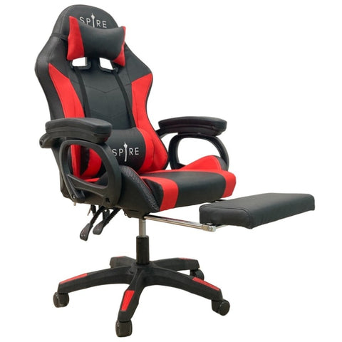 Spire Onyx LED Massage Gaming Chair - Red and Black 815ER
