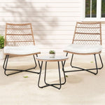 Gardeon 3PC Outdoor Setting Wicker Bistro Set Table Chairs Patio Furniture Brown ODF-BISTRO-BST-BR