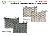 Lylac Homewares Tree of Life Set of 2 Cotton Chair Pads Natural V442-LYL-CHAIRCU-SETOF2TREEOFLIFE-NATURAL-SQ