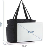 Quilted Laptop Tote Bag for Women 20L with Zipper, Work Travel Nurse Handbag, Black, 40X16X32CM V1237-ZY-924-204