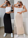 Ribbed Maxi Skirt Women'S Maxi Skirt Black Maxi Skirt Beige Maxi Skirt Trendy - Ivory - Size XS V1403-942-67739-IVO-XS