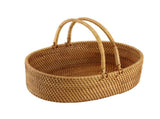 Rattan Woven Basket Portable Handheld Oval Wicker Fruit Flowers Basket for Home Outdoor Picnic V1294-YM0901-210329DY05-2