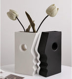 Ceramic Set of 2 Modern Black and White Vases for Home Decor V178-35882