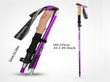 Red Folding Hiking Poles Pair - Lightweight Aluminum Trekking Poles - Adjustable 110-125cm Walking V888-ELOSUNG56523