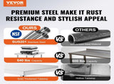 Stainless Steel Prep Table, 24 x 18 x 34 Inch, Heavy Duty Metal Worktable with 3 Adjustable Height V952-CFBXGGZTLCWJ8T6BLV0