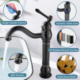 High Bathroom 360 Degree Rotatable Countertop Mixer, Retro Classic Brass Bathroom Basin V1189-LC-LY-00034