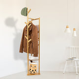 Clothes Coat Rack Garment Stand Shelf Wooden Tree Hanger Bag Hat Hook Holder V63-836771